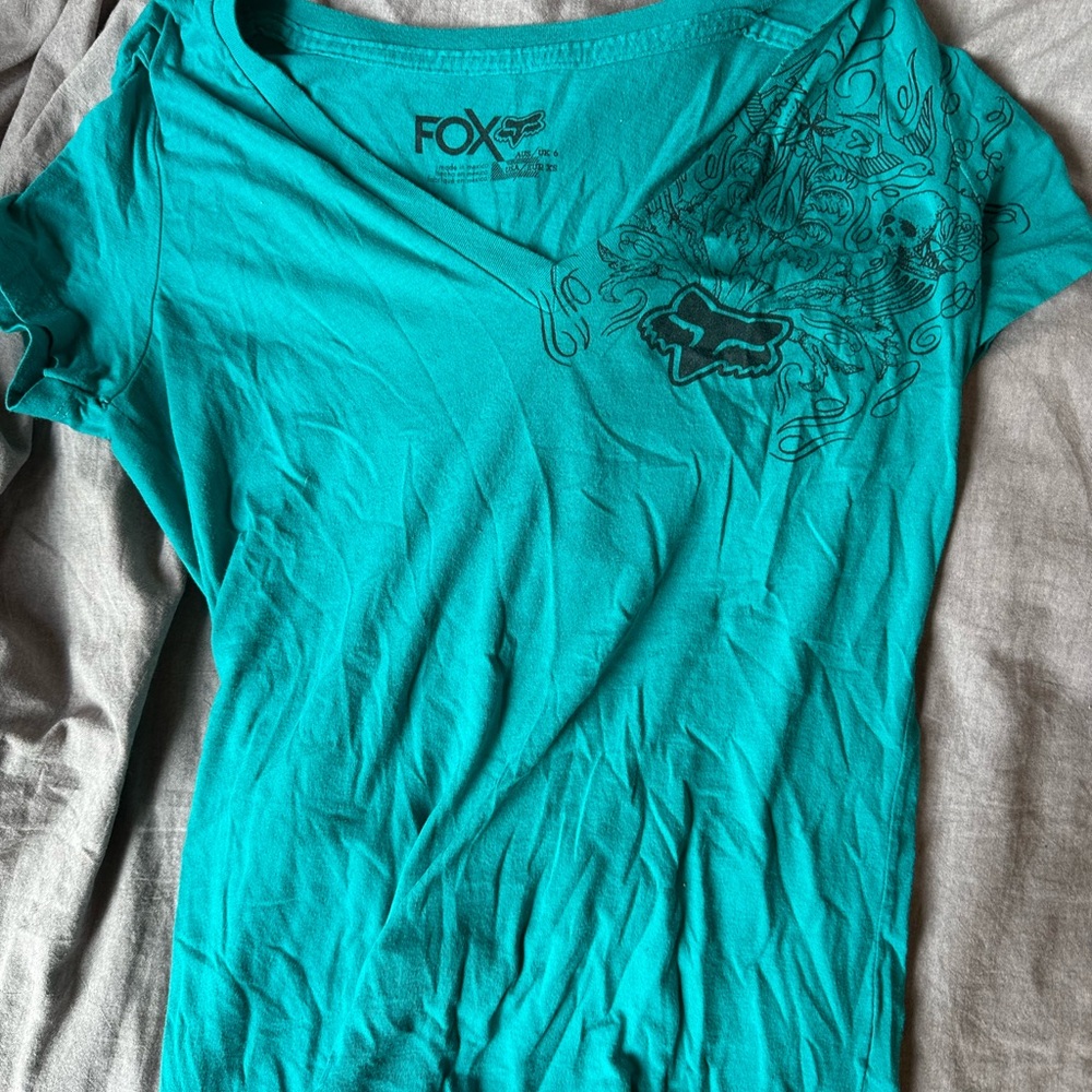 Fox Y2K Women's Turquoise Graphic Tee